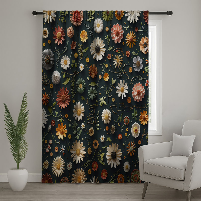 Rideaux à motif floral, voilages et voilages à motif floral - 1 panneau, 50 po x 92 po - 1 panneau, Transparent