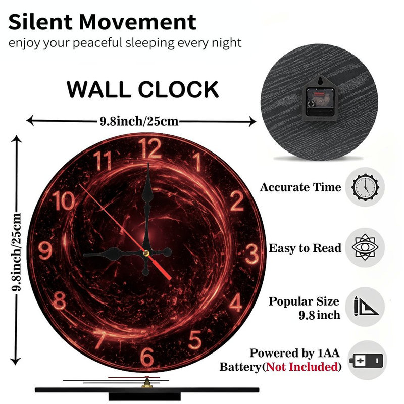 Horloge avec vortex d'énergie rouge