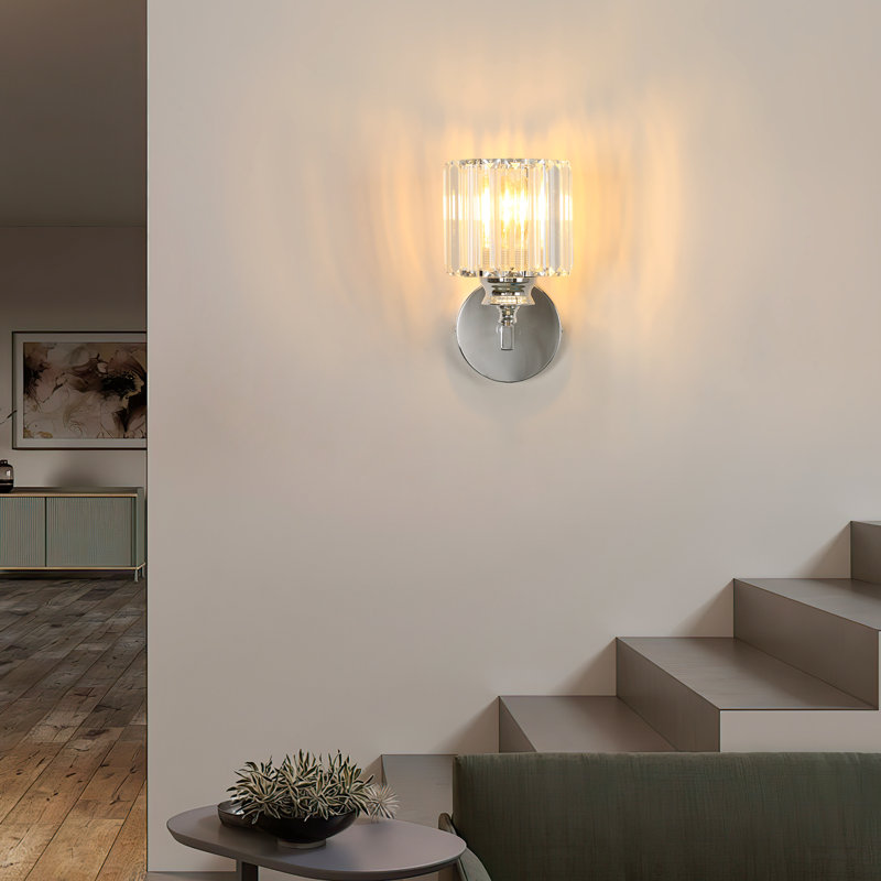 Modern Chrome 24cm Crystal Cylinder Wall Light