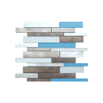 Twilight Random Sized Straight Edge Metal and Glass Mosaic Tile