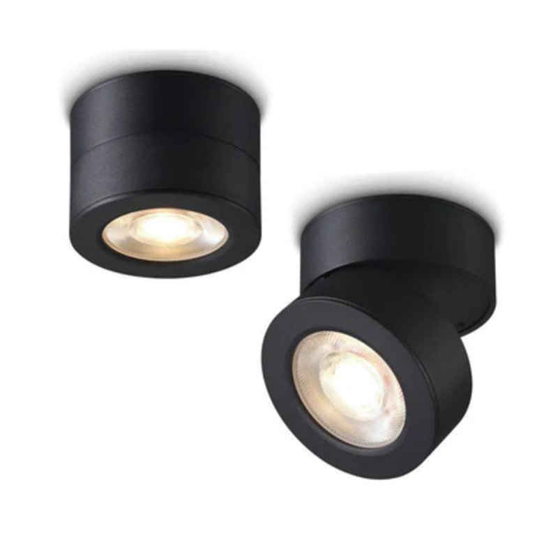 UltraBeam Surface Mounted Adjustable Ceiling Downlight Spotlight, Black, 7.2cm H x 10cm W x 7.2cm D