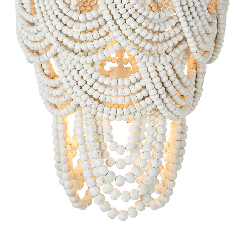 Wood Bead Chandelier, White