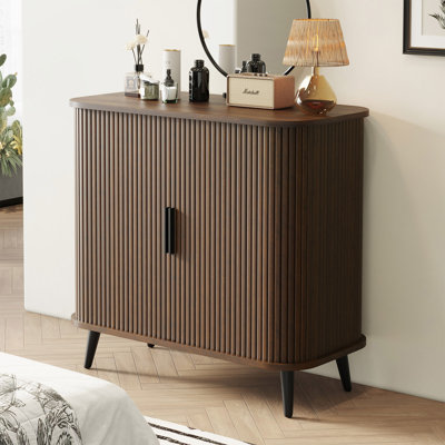 Buffet 31,5 po à portes coulissantes modernes avec pieds en bois massif