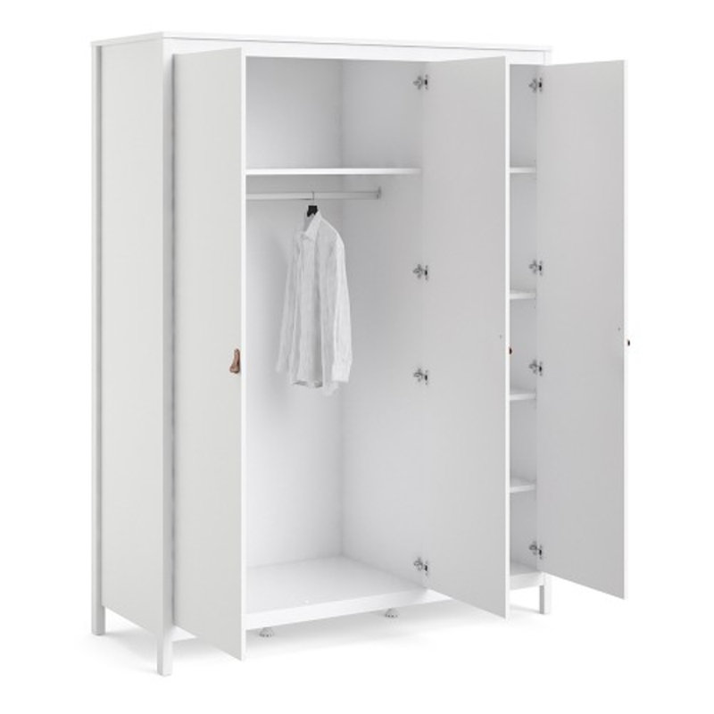 Cynteria 3 Door Manufactured Wood Wardrobe, White