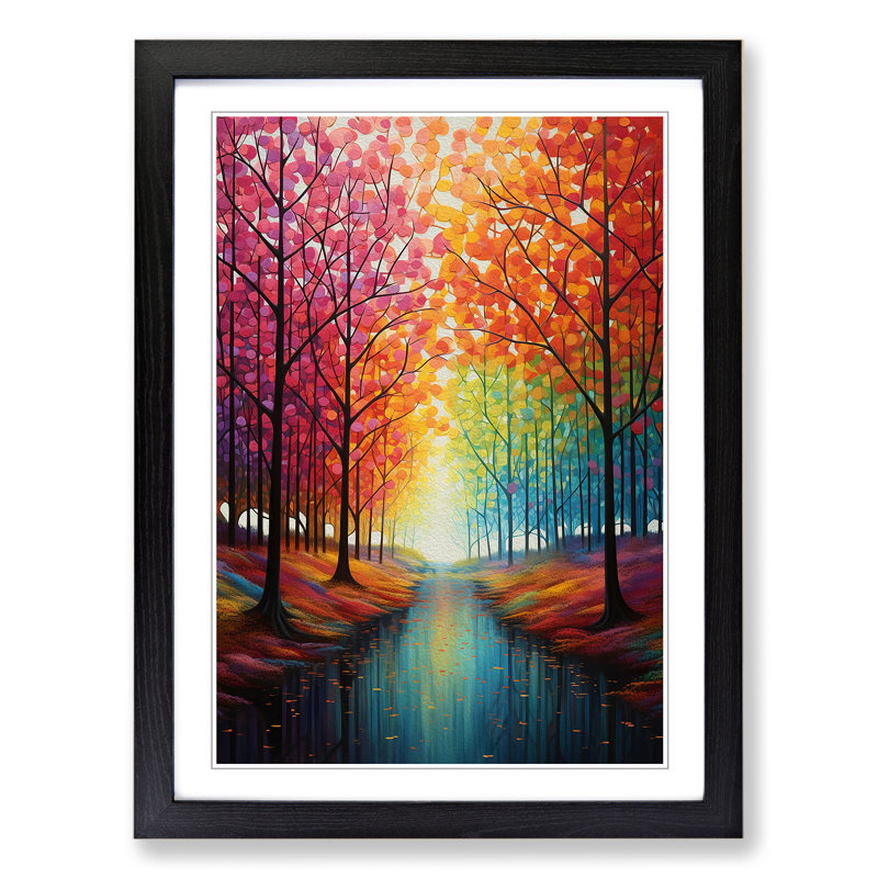 Spring Forest Colour Field No.4 - Single Picture Frame Print on Wood, Black Framed, 46cm H x 34cm W