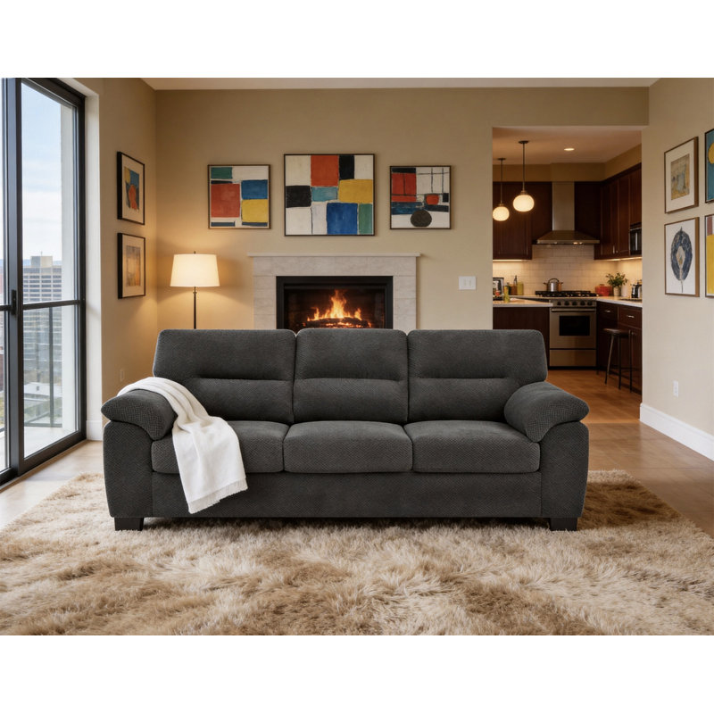 Canapé 3 places, Dark Grey Fabric