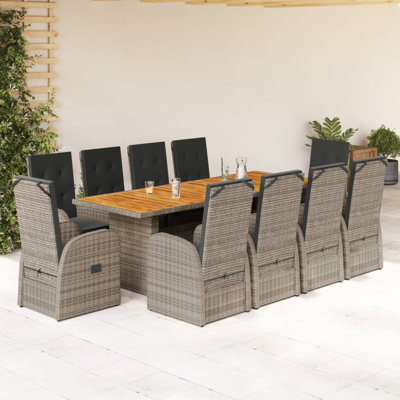 10 - Person Wicker Patio Dining Set with Rectangular Table , Cushions Included