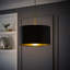 Aidar Linen Blend Drum Lamp Shade ( Slip-On ) in Black-210160966