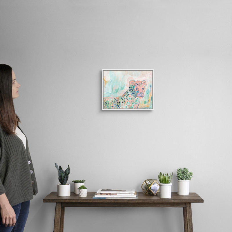 « Cheetah Watch » par Kait Roberts-impression sur toile, H 13 po x l 16 po x P 1,75 po, Toile blanche encadrée