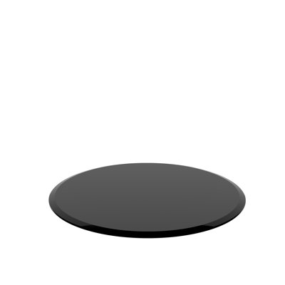 28" Round Tempered Glass Table Cover In Black, 2/5" Thick, Beveled Edge, Smooth For Cleaning, Hotel & Business Tables Inch Top 0.4" Wear-,