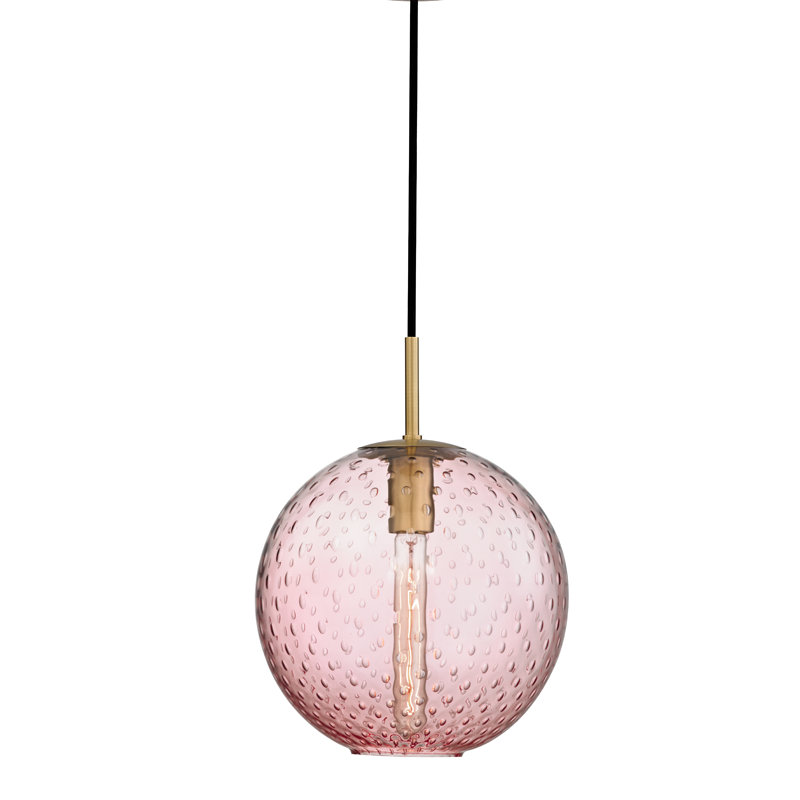 Rousseau 1 Light Pendant, 12.75" H X 11.25" W X 11.25" D, Clear, Aged Brass