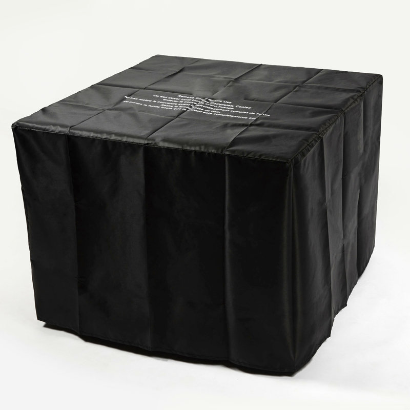 Outdoor Square Propane Fire Pit Table With Blue Glass Beads, Rain Cover And Glass Wind Guard