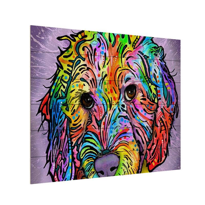 «Sweet Poodle», impression, H 18 po x l 22 po x P 0,5 po, Latte en bois, Aucun mat