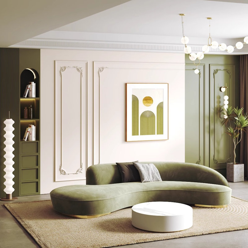 Simple Light Luxury Curved Green Sofa