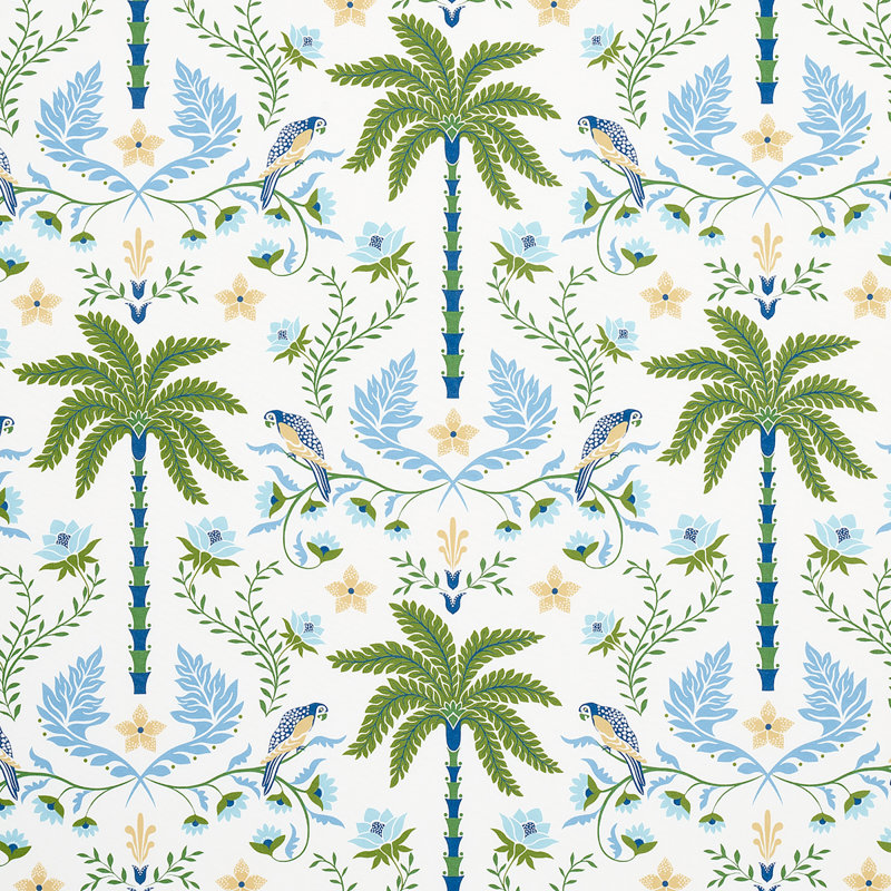 Tissu palmier Isola Island, Bleu et vert