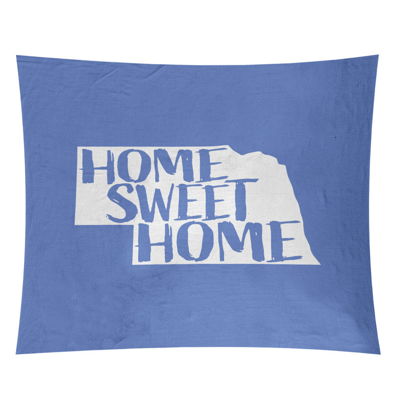 Tapisserie Home Sweet Nebraska, H 88 po x l 104 po, Bleu