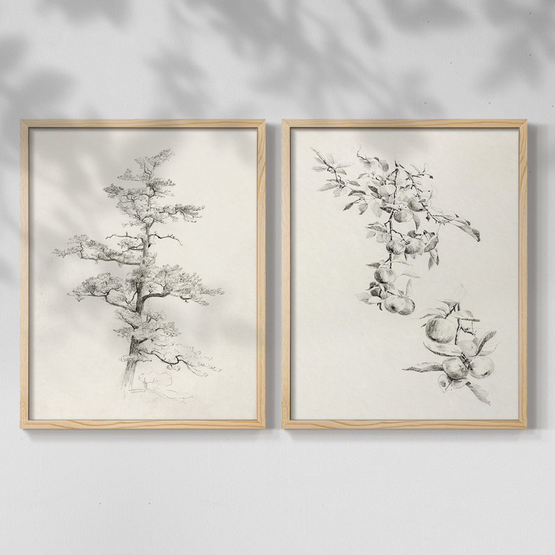 «Vintage S Croquis X III», 2 pièces, Naturel, H 11 po x l 22 po