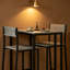 Table de salle à manger 3 pièces à hauteur de comptoir avec tabourets de bar, table de petit déjeuner en bois et acier gris industriel, ensemble bistro de cuisine peu encombrant pour appartement, patio et petits espaces