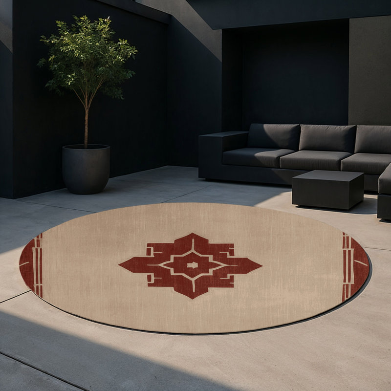 Radiant Facets Indoor And Outdoor Area Rug, Round 5'