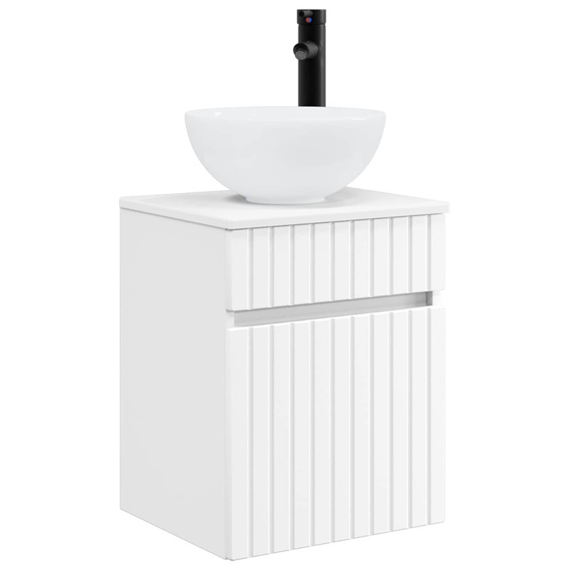 Single Bathroom Vanity with Ceramic Basin, White