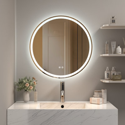 Round LED Mirror 3 Colours & Brightness Adjustable with Anti-Fog