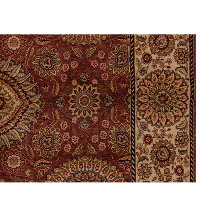 Tapis unique en laine noué à la main de 5 pi 9 po x 8 pi 9 po rose / ivoire / jaune