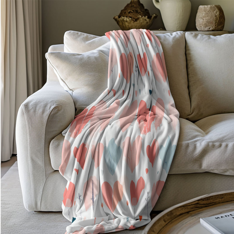 Heart Glow - couverture en sherpa de qualité supérieure 1 pièce, Grand lit