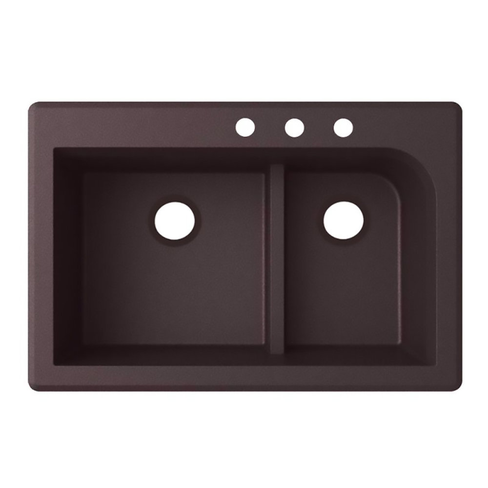 33'' L Double Bowl Quartz Kitchen Sink Swan 