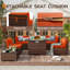 Ensemble de conversation modulaire en rotin pour 6 personnes avec coussins-148817390-162976273