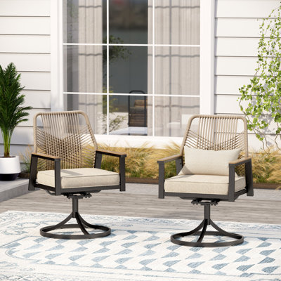 Ensemble de 2 chaises d'extérieur avec coussins Kerrie