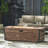 Outdoor Patio Concrete Fire Table, Rectangle Gas Burning 56-Inch Fire Pit - 50,000 BTU, Wood Pattern Fire Table, Brown (Tank Cover Not Included)