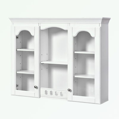 Armoire de salle de bain murale avec 2 portes en verre et beaucoup de rangement