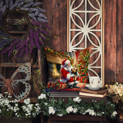 Coussin Norfolk Terrier and Santa Claus