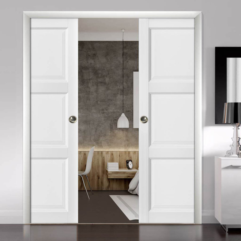 Portes blanches à panneau coulissant Lucia, 60 po x 80 po