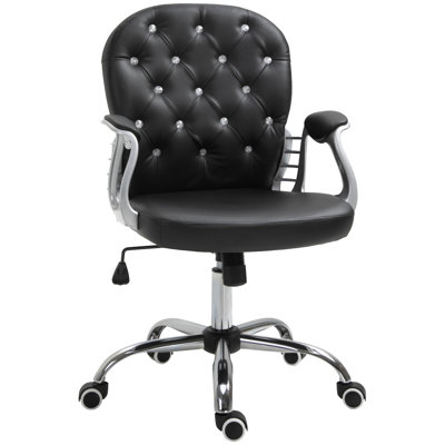 Chaise de bureau en cuir PU Vinsetto, chaise de bureau capitonnée