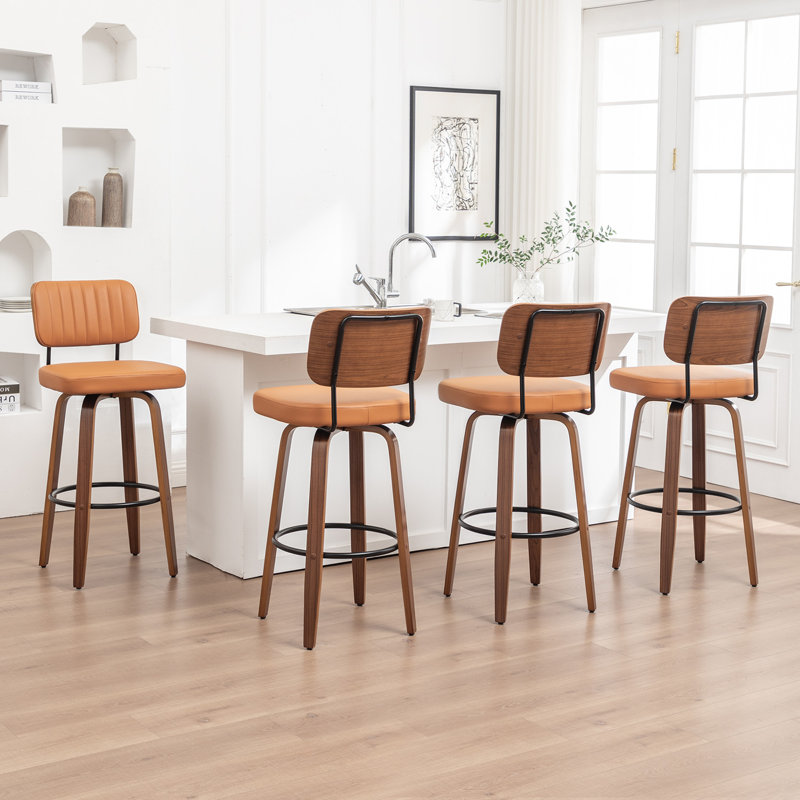 Swivel Upholstered Counter Stool, Counter Stool (67cm Seat Height), Orange