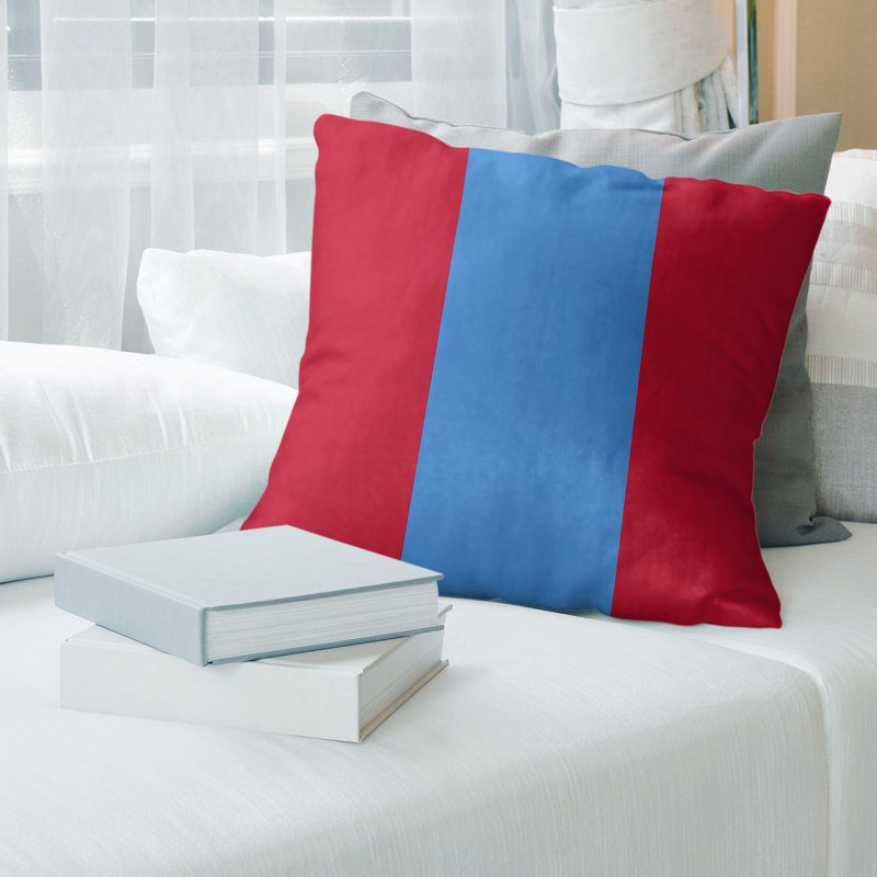  Coussin Football, 16 po x 1 po, Rouge / Bleu, Simili suède
