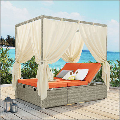 Adjustable Outdoor Sun Lounger with Canopy, Multi-Position Recline & Removable Cushion – Patio, Garden & Poolside Lounge Chair in 3 Colors