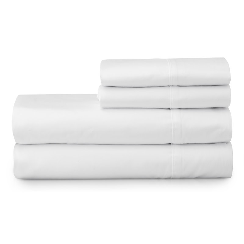 Ensemble de draps 100% coton 500 fils, Blanc, Simple