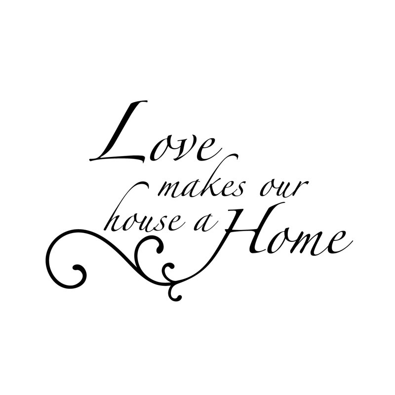 Décalcomanie murale "love make the house", Noir, H 21 po x l 30 po x P 0,01 po