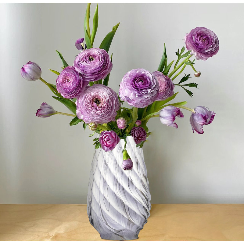 Vase en céramique, vase décoratif moderne Boho Vases, Blanc / gris