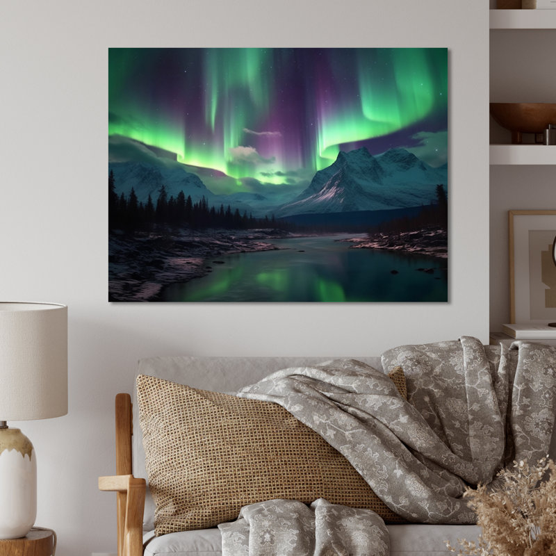 Northern Lights in Alaska III - Impression sans cadre sur métal, H 12 po x l 20 po x P 1 po