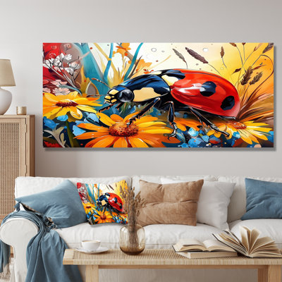 Watercolor Ladybugs Dreamy Garden I - Ladybug Metal Wall Art, Modern Metal Print