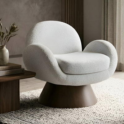 Swivel Armchair With Solid Wood Base