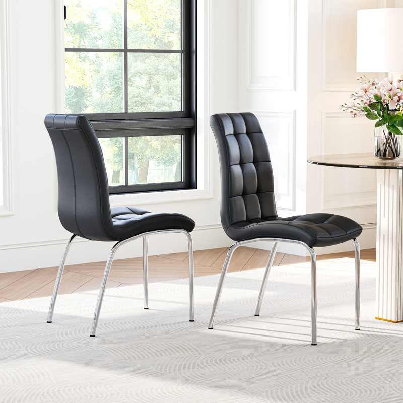 Upholstered Parsons Chair (set Of 4), Black, Silver