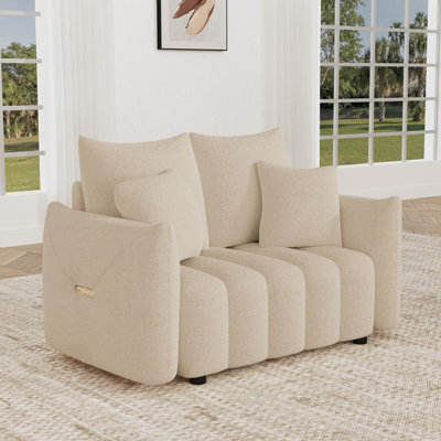  58'' Teddy Fabric Loveseat Modern Upholstered Sofa