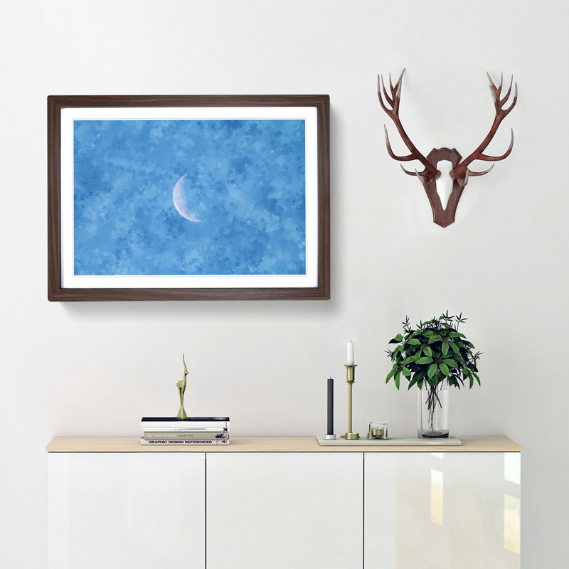 Moon in Morning Light - Wall Art, 62cm H x 87cm W x 2cm D, Walnut Single Picture Frame Wood