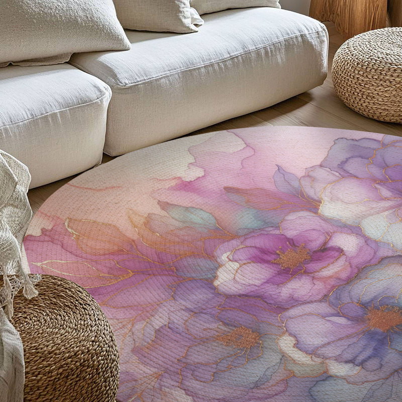 Tapis tressé violet, Rond 5 pi