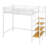 Twin Size Metal Loft Bed – Upper Grid Storage Shelf & Lateral Storage Ladder-707136159