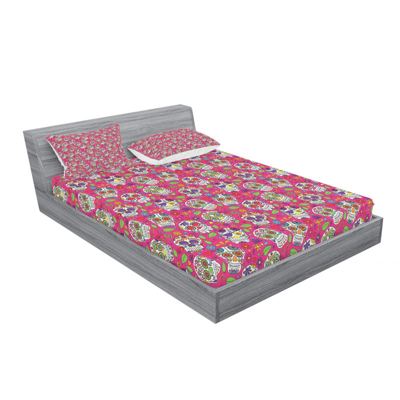 Microfiber Floral Sheet Set, Queen Sheet Set with Fitted Sheet